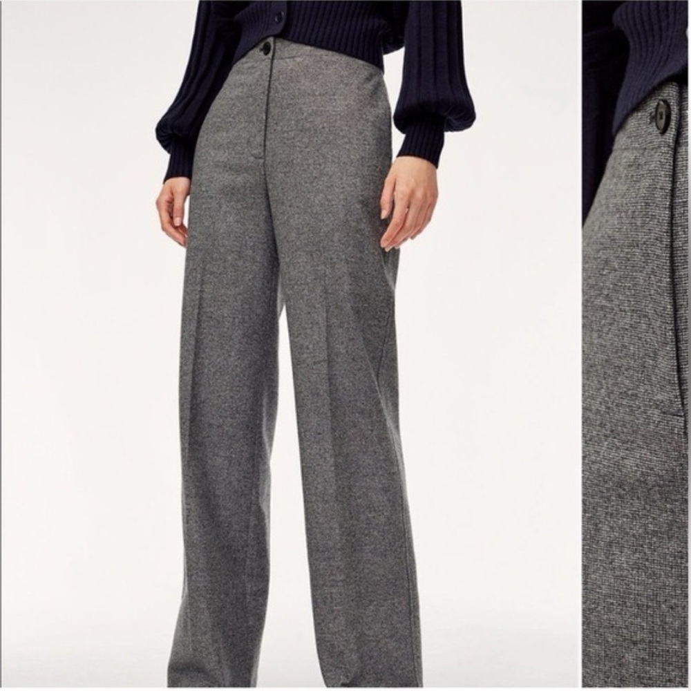 Wilfred Charcoal Wool Flannel Wide Leg Pants